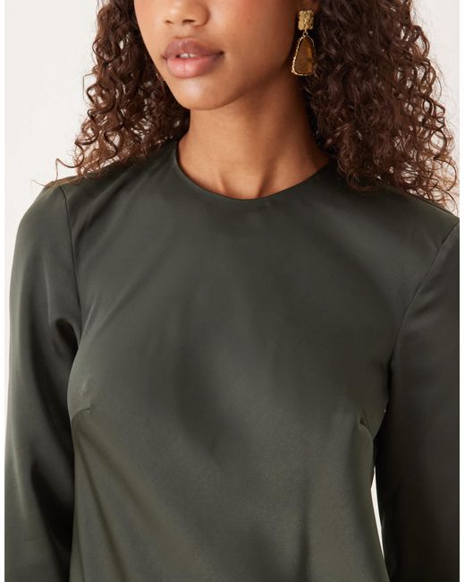 ASOS Green – maxi-schlupfkleid aus mattem satin