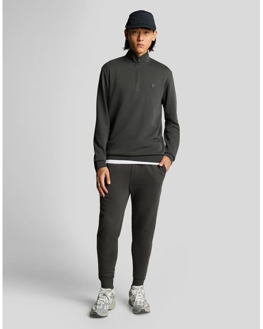 Lyle & Scott Black Superfine Cotton 1/4 Zip Sweatshirt for men