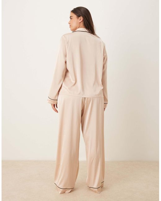 ASOS Natural Asos design curve – oversize-pyjama aus satin