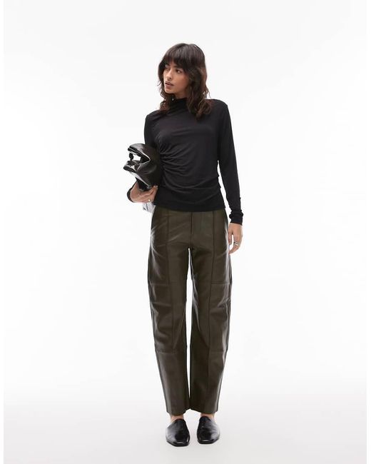 & Other Stories Black Asymmetric Ruched Long Sleeve Jersey Top