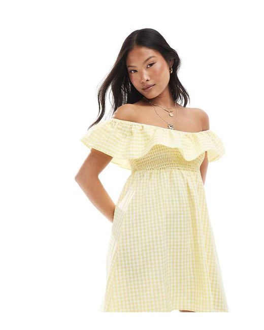 Vero Moda White Shirred Bodice Mini Dress With Frill Detail