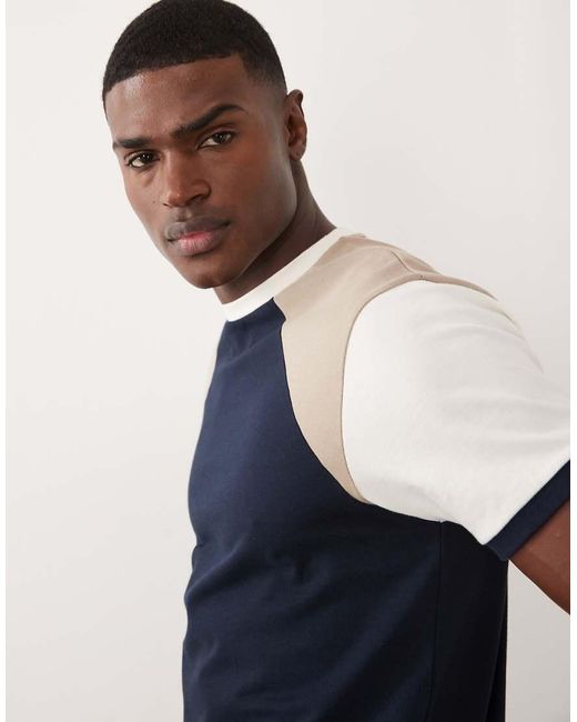 ASOS White Heavyweight Regular Fit Raglan T-Shirt With Contrast Panels for men