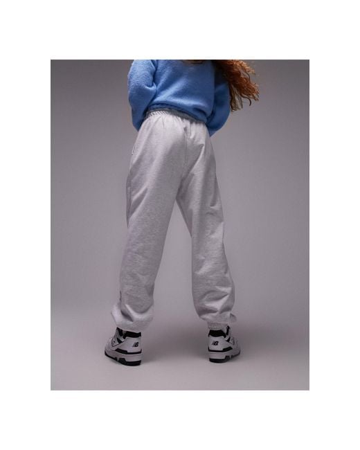 TOPSHOP Gray Oversized Cuffed Sweatpants