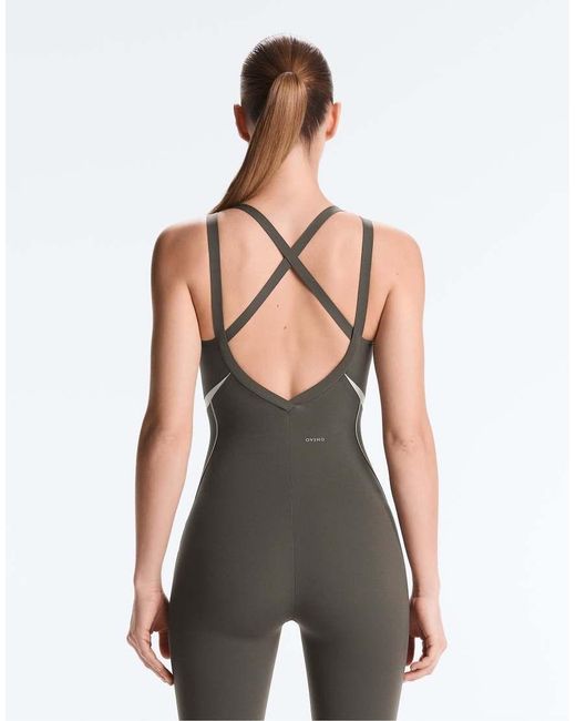 Oysho Gray Compressive Reflective Jumpsuit