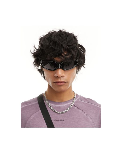Bershka Purple Tech Sport Frame Sunglasses for men