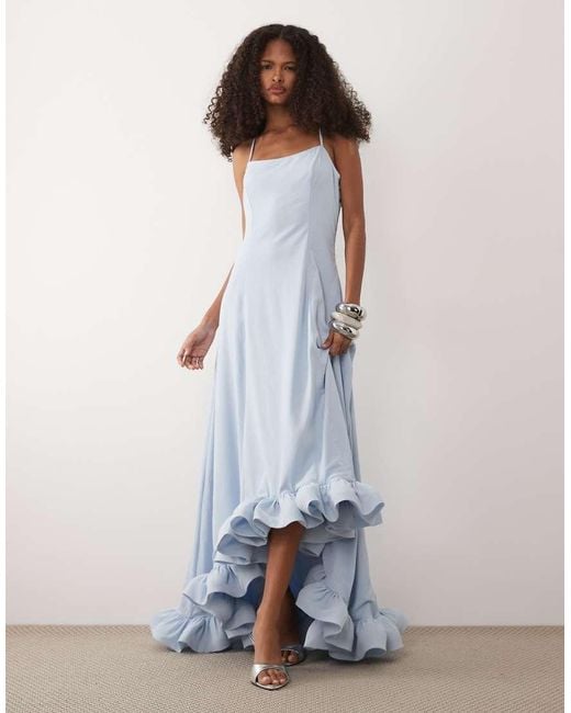 Y.A.S White Cami Maxi Dress With exaggerated Buble Hem