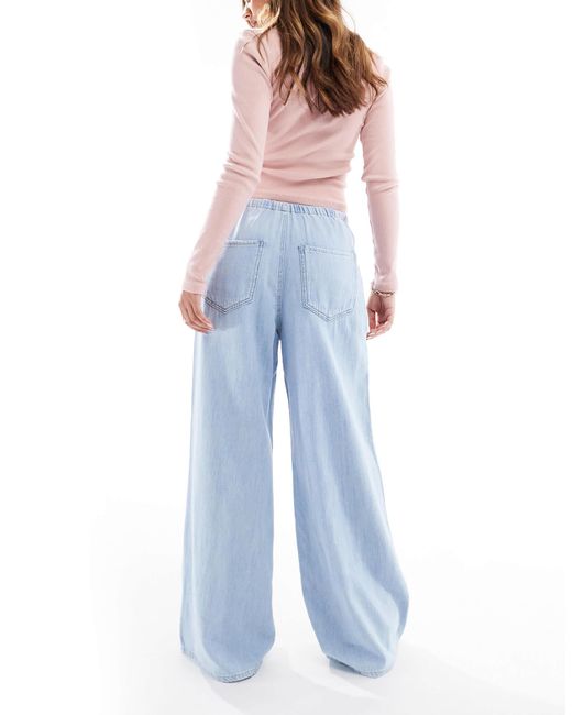 Stradivarius Blue Wide Leg Fluid Jean