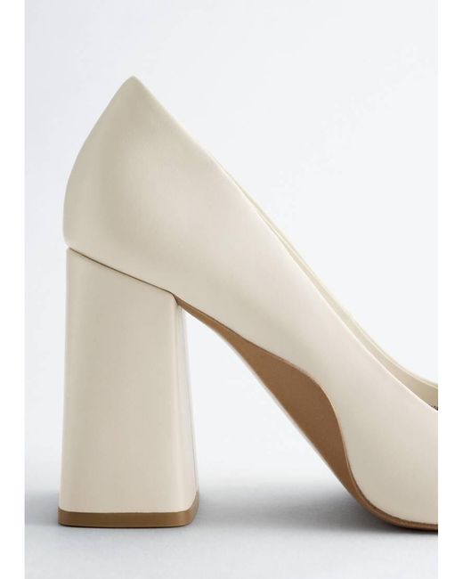 & Other Stories White Block Heel Pointed Leather Pump