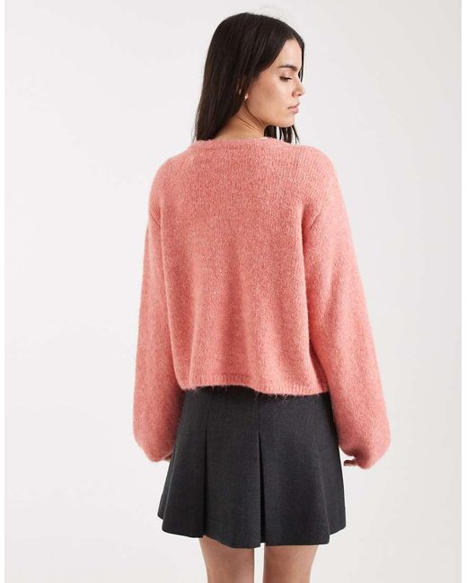 Object Red Slouchy Knitted Cardigan With Pocket Detail