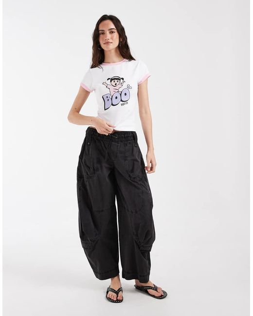 ASOS White Disney Baby Tee Ringer With Boo Print