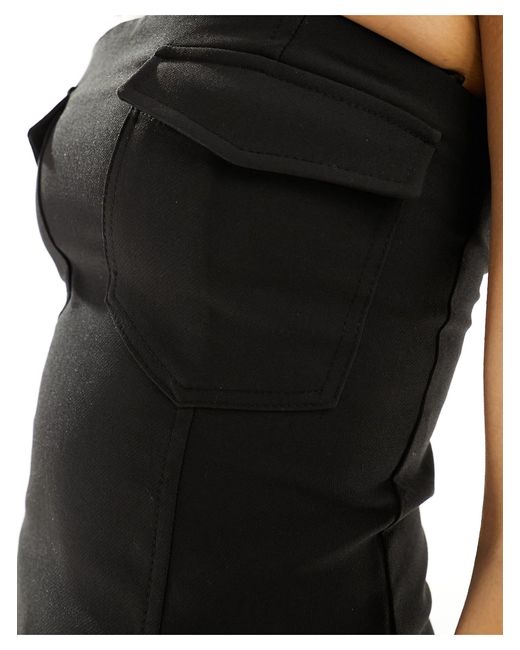 Pull&Bear Black Fold Over Tailored Corset With Pocket Detail
