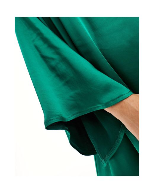 Robe courte à manches oversize - émeraude Flounce London en coloris Green