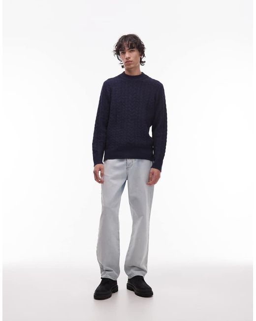 Wrangler Blue Cable Knit Jumper for men