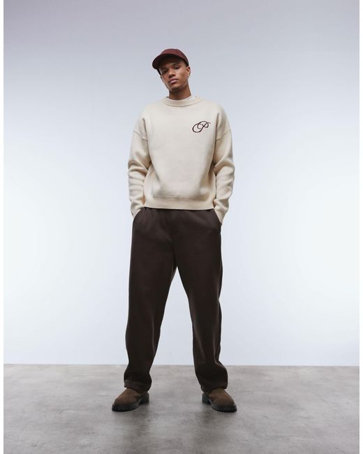 Prohibited – kastiger oversize-pullover in Natural für Herren