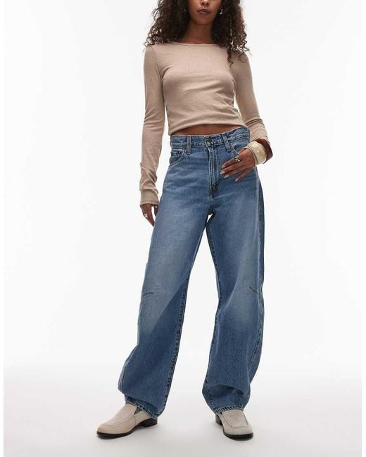 Jeans Bombati Con Cinturino Medio di Levi's in Blue