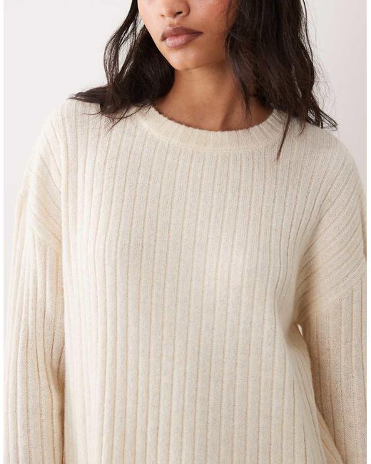 Miss Selfridge Natural Knit Ribbed Cozy Mini Dress