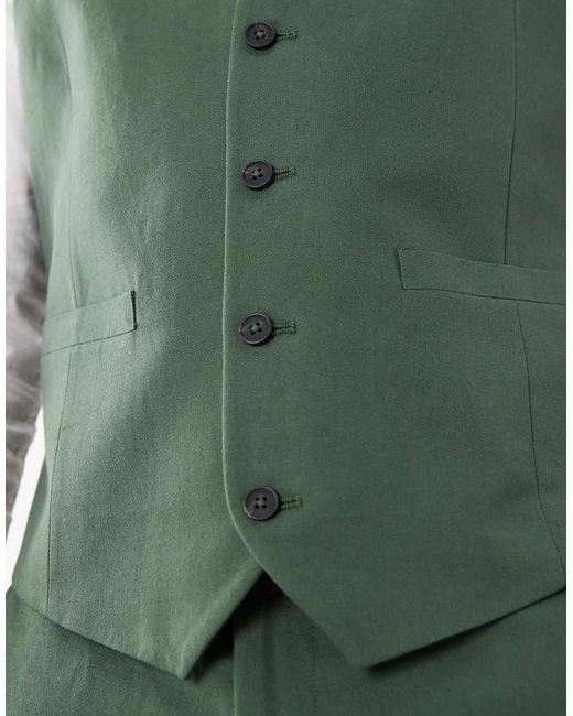 ASOS Green Slim Suit Waistcoat for men