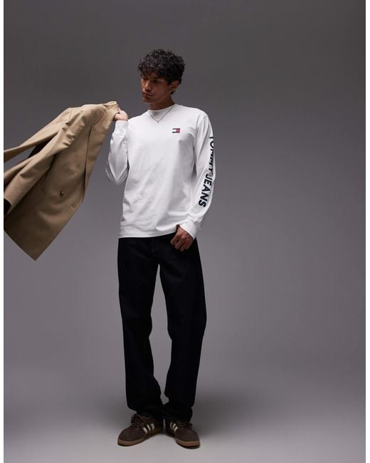 Tommy Hilfiger White Logo Long Sleeve T-shirt for men