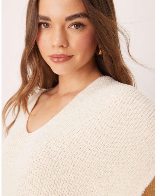 Top oversize d'ensemble en maille côtelée - crème Pretty Lavish en coloris Natural