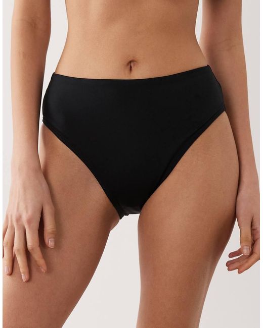 Speedo Black Solid Cheeky High Waist Bikini Bottom