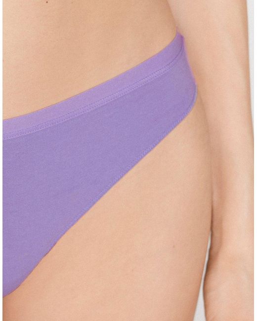 Tezenis Purple Plain Colour Cotton Brazilian Briefs
