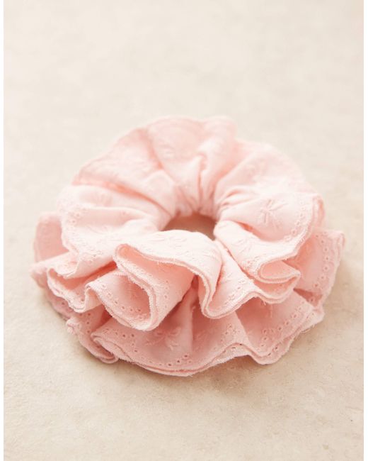 ASOS Natural Scrunchie With Frill And Bow Detail