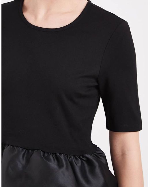 Pieces Black Satin Skirt Puffball Mini Dress