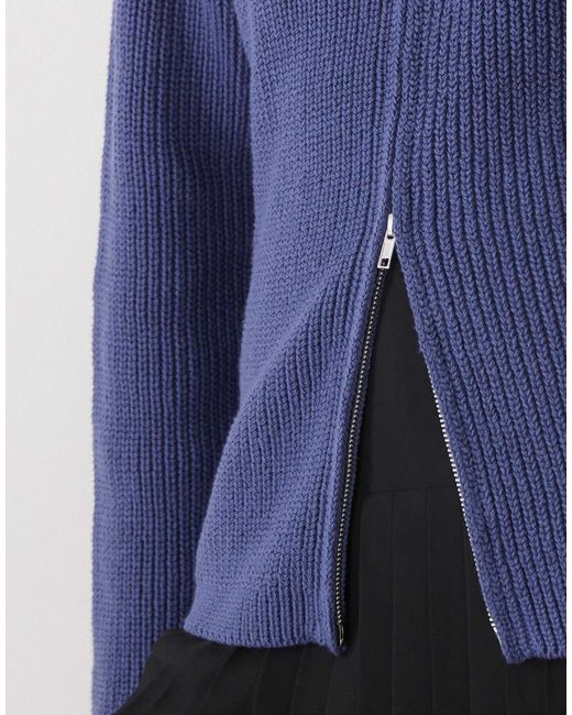 Monki Blue – gerippte strickjacke