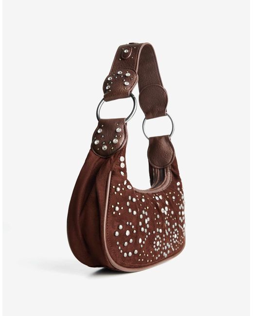 Bershka Brown – mit nieten besetzte handtasche