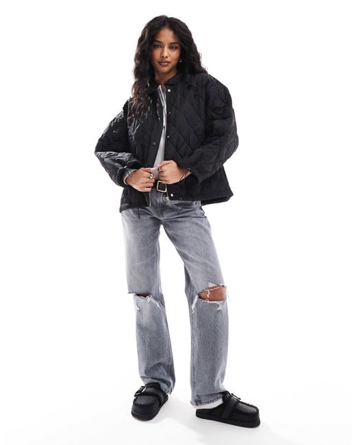 Don't Think Twice Women's Black Dtt Diamond Quilt Bomber Jacket