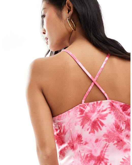 Vero Moda Pink Satin Square Neck Maxi Slip Dress