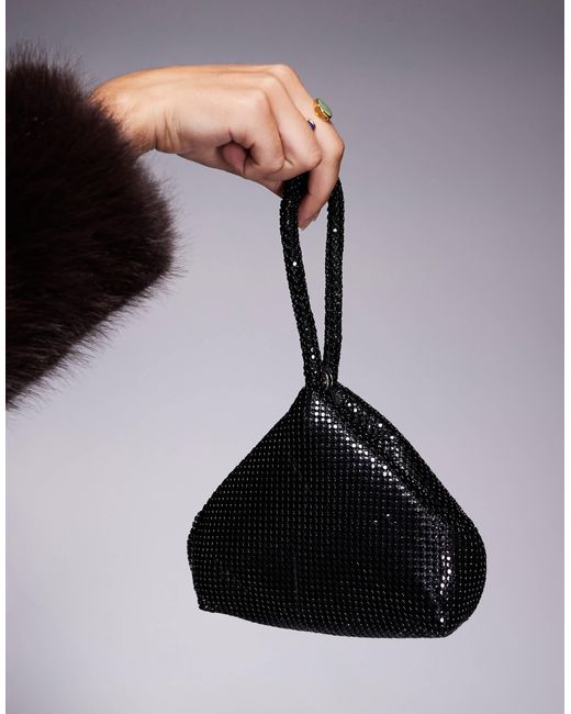 ASOS Black Chainmail Mini Grab Cookie Clutch Bag
