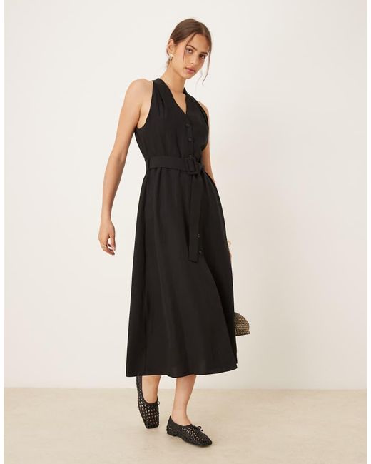 Vestito Midi Allacciato Al Collo Con Bottoni di Mango in Black