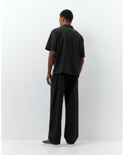 Pantalon en lin mélangé Pull&Bear pour homme en coloris Black