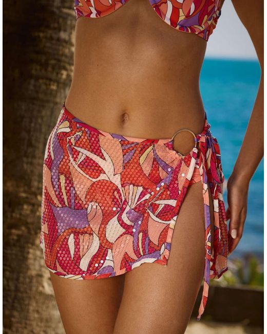 South Beach Pink X Sasha Corte-T Abstract Print Wrap Sarong