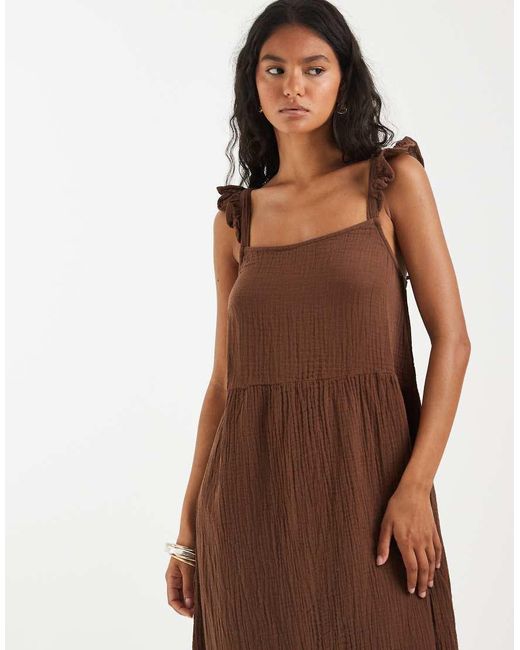 ONLY Brown Tiered Maxi Dress