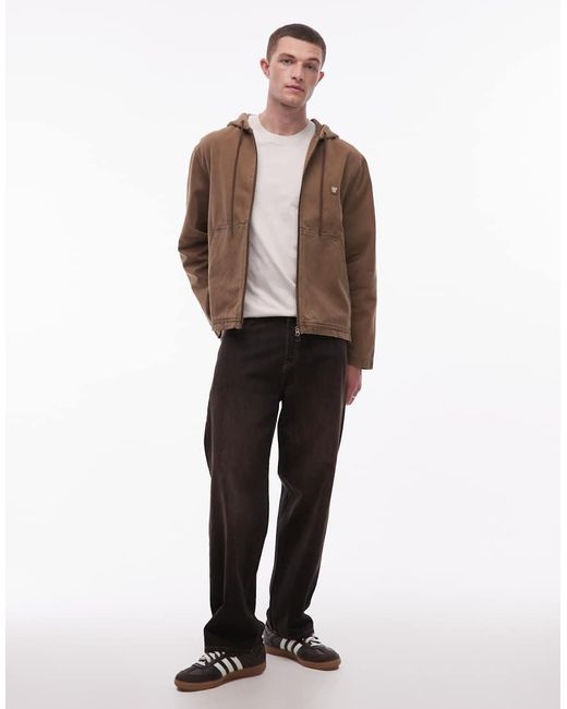 DOUBLE A by WOOD WOOD Brown Palle Hooded Jacket for men