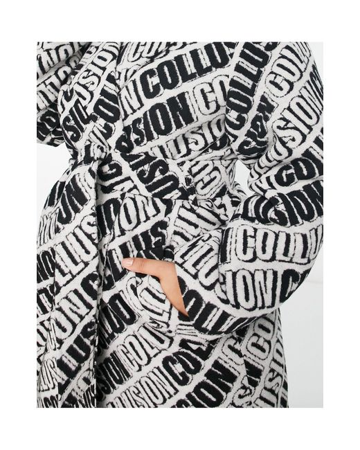 Collusion White Plus All Over Print Formal Coat