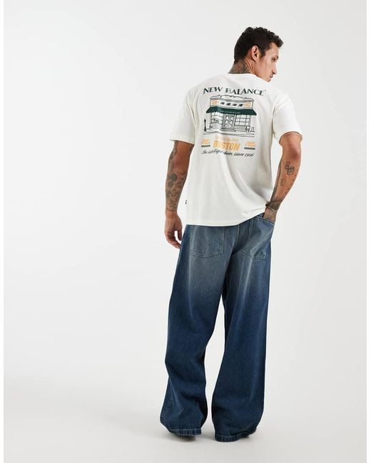 New Balance Gray Grab A Bite Boston Graphic T-shirt for men