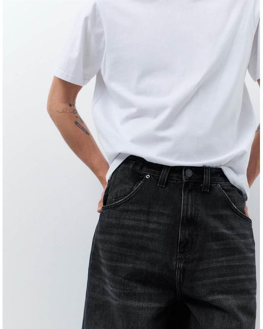 Pull&Bear White Embroidered Super Baggy Jeans for men