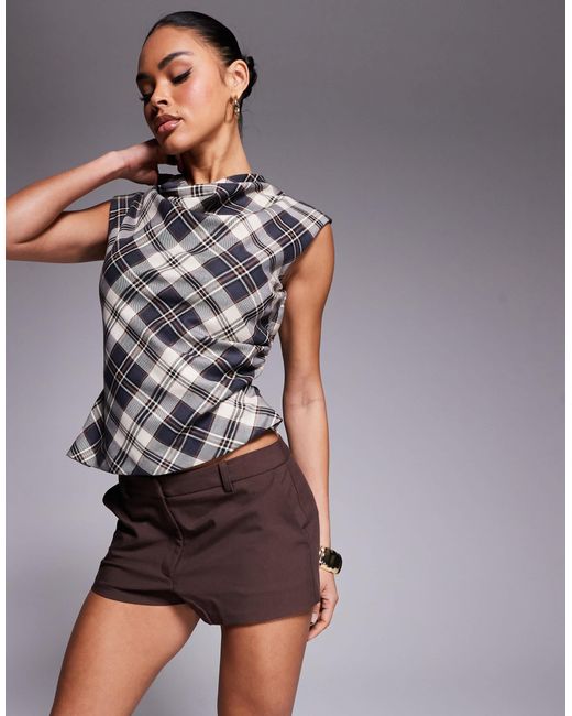 River Island Gray Drape Tailored Top