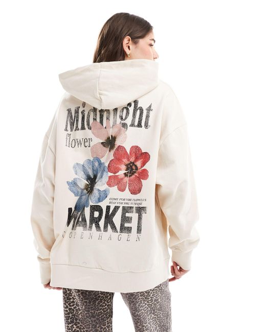 ASOS White Oversized Hoodie With Flower Market Graphic