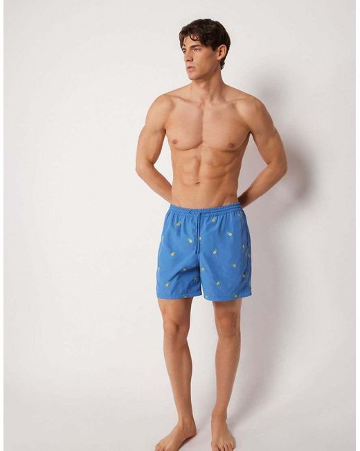 Calzedonia Blue Pattern Swim Boxer Formentera for men