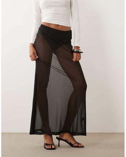 ASOS White Sheer Mesh Maxi Skirt
