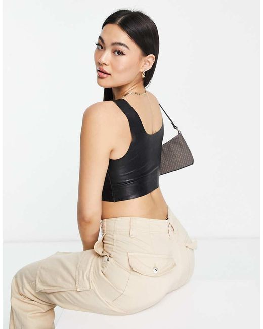 Commando Black Faux Leather Crop Top