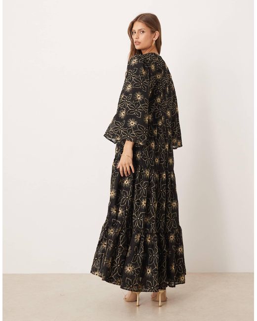 Sister Jane Black Dream Embroidered Smock Maxi Dress