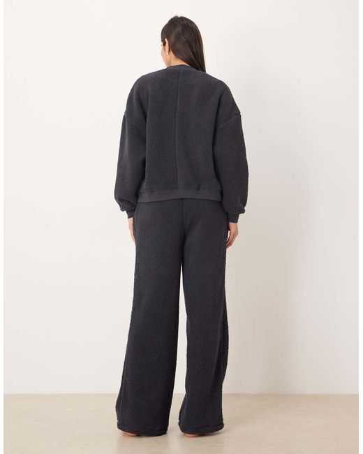 ASOS Blue Lounge Cuddly Crew Neck Sweatshirt & Wide Leg Pants Set
