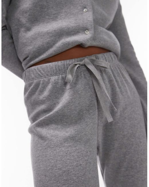 Mango Gray – weiche, weit geschnittene pyjama-hose aus gebürsteter baumwolle