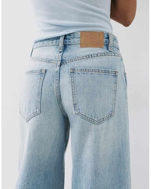Pull&Bear Blue Rhinestone Wide-leg Jeans