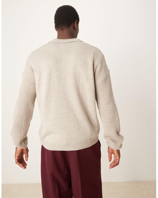 ASOS – langärmliger polo-strickpullover in Blue für Herren